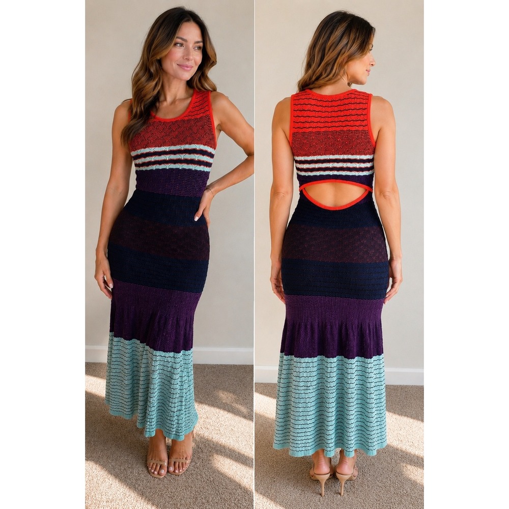 Parker Colorblock Knit Maxi Dress Size M | Open Back | $398 Retail‎